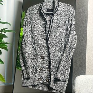 Volcom Black & White Marled Knit Cardigan Sweater